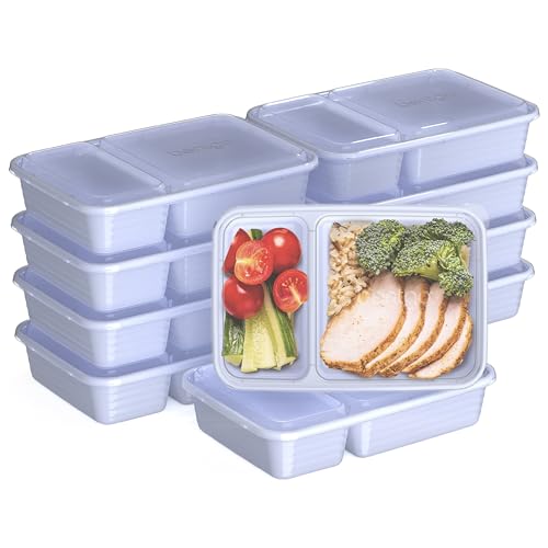 Prep 2 Compartment Meal Prep Containers with Lids (Periwinkle)