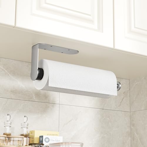 Brushed Silver Ratchet Mechanism Paper Towel Holder (Silver (L-shaped))