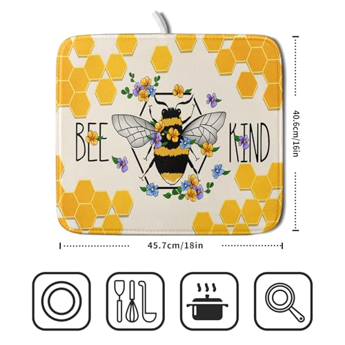 Bee Kind Dish Drying Mat (18" x 16")