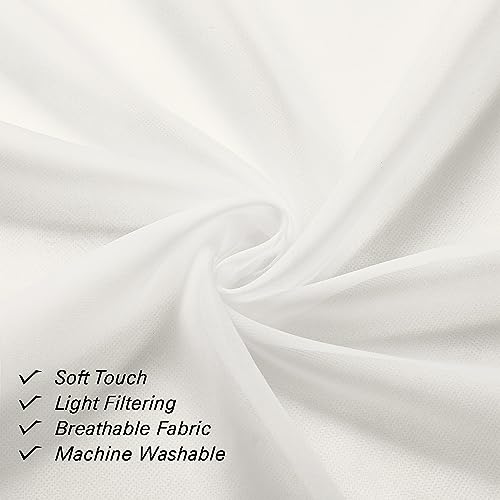 Ivory Sheer Valances for Windows 18 Inch Length 2 Pcs (Ivory / 42"W x 18"L (Pack of 2))