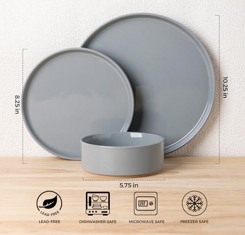 Stoneware Dinnerware Sets for 6 (Service for 6 / Modern-Gray)