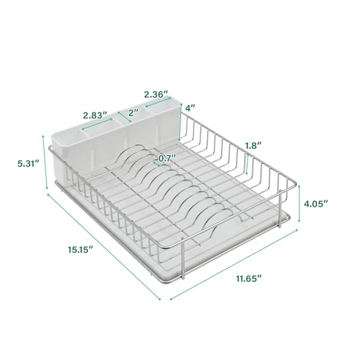 304 Stainless Steel Compact Dish Drying Rack (Silvery-grey)