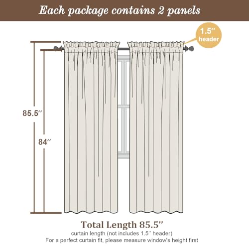 Blush Pink Sheer Curtains 84 Inches Long 2 Panels (Blush Pink / 59"W x 84"L (Pack of 2))