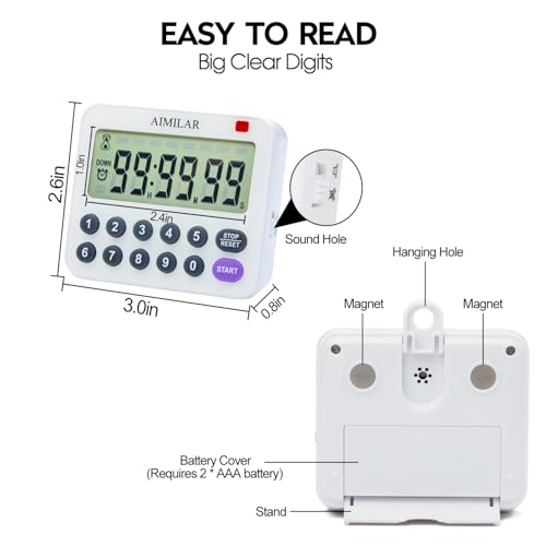 Magnetic Digital Kitchen Timer with Direct Numerical Keypad (Purple-1)