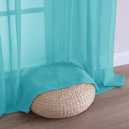 Turquoise Bedroom Curtains 2 Panel Sets 96 Inch Length (Turquoise / 59"W x 96"L (Pack of 2))