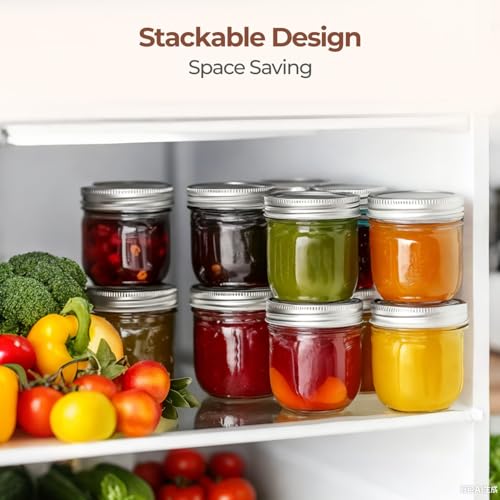 8 oz Wide Mouth Mason Jars Bulk Set (8 fl oz x 12 - Wide Mouth)