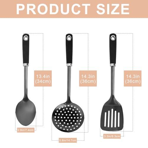 3 Piece Stainless Steel Utensil Set (Z-Black Cooking Utensils)