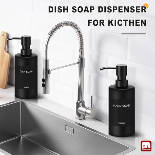 Black Soap Dispenser (Black Bottle + Black Pump / 2 Pack - 12oz)
