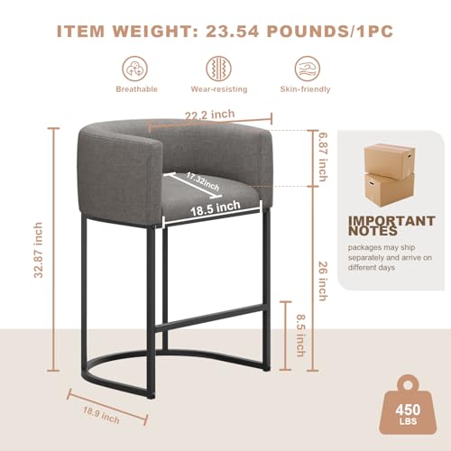 26" H Counter Height Bar Stools Set of 2 (Grey / Set of 2)