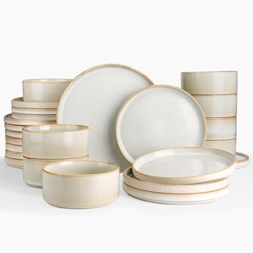 Star Stoneware Dinnerware Sets for 8 (Cappuccino White)