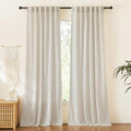 Linen Semi Sheer Curtains for Bedroom Living Room 84 inches Long (H - Natural Beige / 52"W x 84"L (Pack of 2))