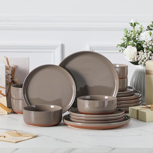 Plates and Bowls Sets (18 Pcs (Service for 6) / Brown)