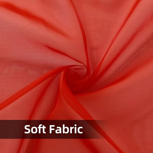 Solid Sheer Rod Pocket Curtain Voile Draperies 2 Panels White Beige Black Ivory Grey 26 Inch Width 40 Inch Long 1 Pair for Kitchen Bedroom Children Living Room Yard (Red / 26"W x 40"L (Pack of 2))
