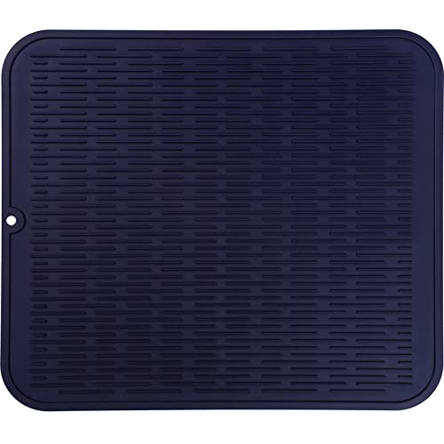 Silicone Dish Drying Mat for Multiple Usage (Navy Blue / 24"L x 18"W)