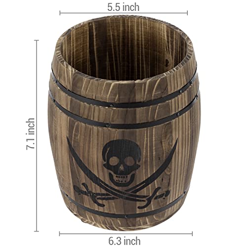 Pirate Rum Cask Utensil Crock (Burnt Wood& Pirate Pattern)