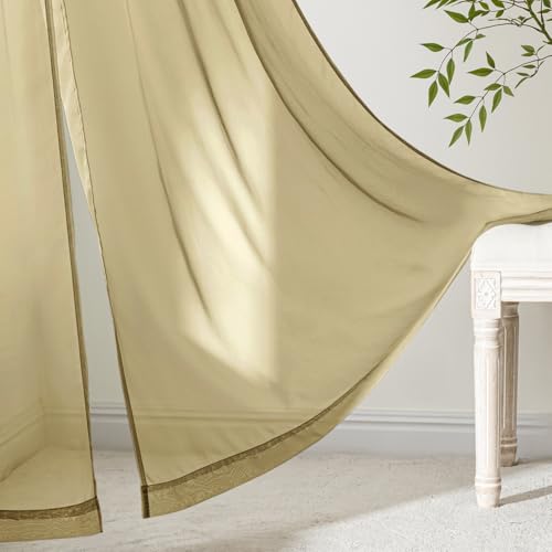 Gold Sheer Curtains 108 Inches Long 4 Panels 42 x 108 Inches (42"W x 108"L (Pack of 4) / Gold)