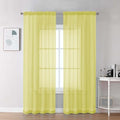 Sheer Lemon Curtains 90 inches Long 2 Panels (Lemon / 42"W x 90"L (Pack of 2))
