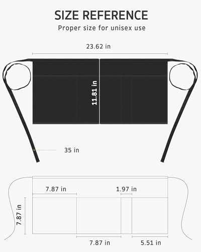 Server Apron with 4 Pockets (Black)