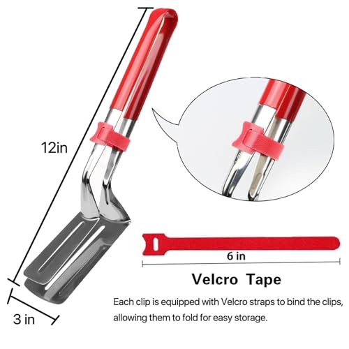 Anti Scald Extended Handle Spatula Tongs (Red)