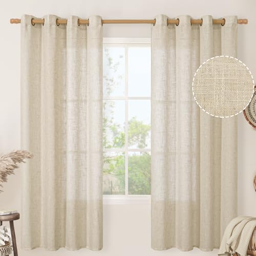Linen Curtains 72 inches Long for Living Room 2 Panels (52"W x 72"L (Pack of 2) / Linen)