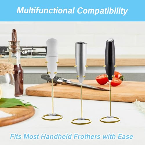 Frother Stand Kitchen Milk For Coffee Stainless Steel Stand Fits for Multiple Types of Coffee Frothers (Gold)