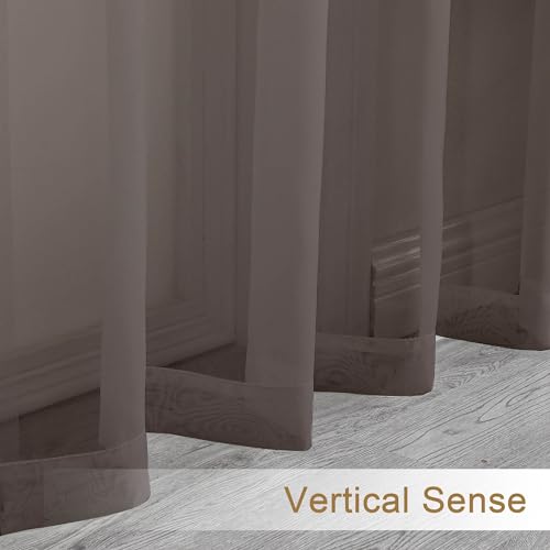 Chocolate Brown Sheer Curtains 78 Inches Long 2 Panels Set for Living Room (Chocolate Brown / 42"W x 78"L (Pack of 2))