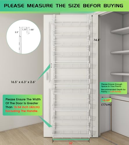 White 10 Tier Over The Door Pantry Organizer (White / 10-Tier)