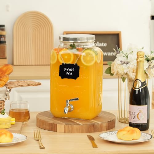 2 Gallon Glass Drinks Dispenser for Parties (2 Gallon without Stand)