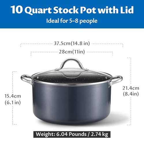 10 Quart Nonstick Stock Pot with Lid (10 Quarts)