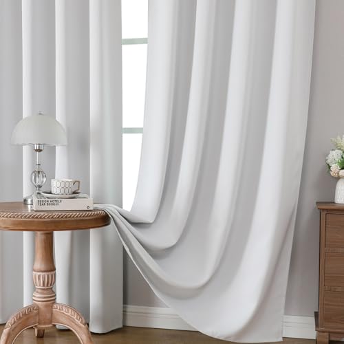 Blackout Curtains 63 Inch Length 2 Panels Set (Greyish White / 52"W x 63"L (Pack of 2))