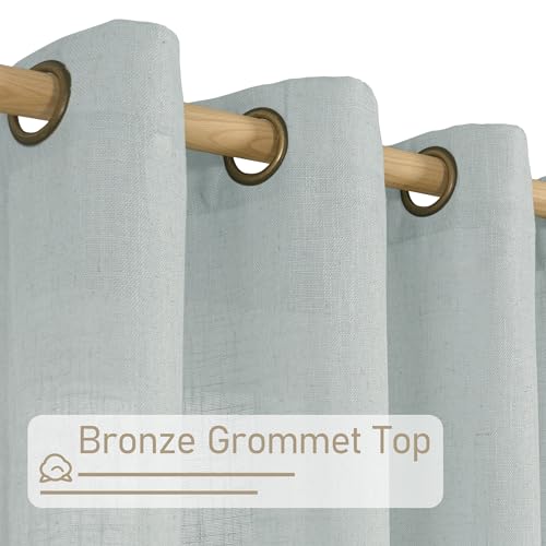 48 Inch Length Greyish Blue Linen Curtains for Windows 2 Panels Set (34"W x 48"L (Pack of 2) / Greyish Blue)
