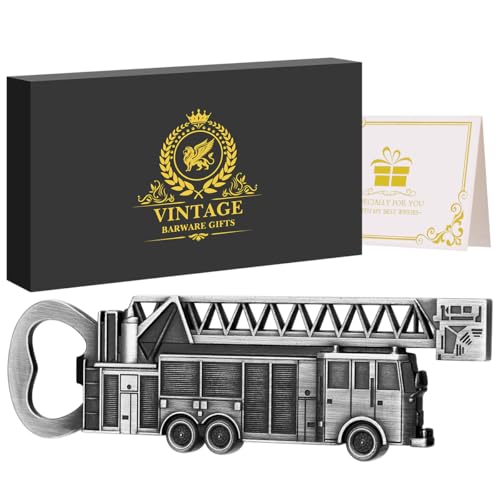 Fire Truck Bottle Opener (Metallic Silver with Gift Box)