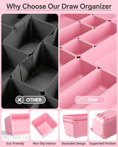 25 PCS Plastic Drawer Organizers Set (Pink)