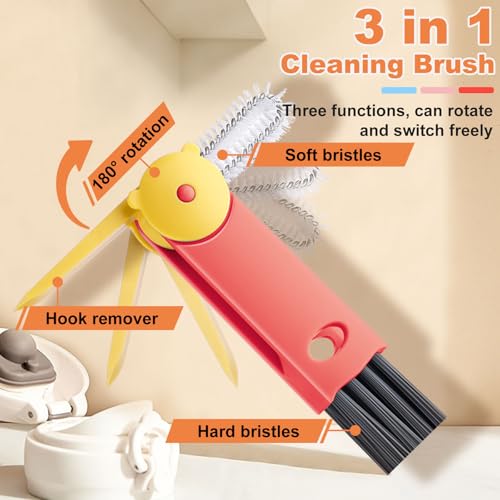 3 in 1 Cup Lid Cleaning Brush (Pink Blue Red)