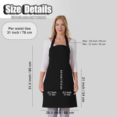 Kitchen Apron for Women & Men Waterdrop Resistant (1 Pack - Black)