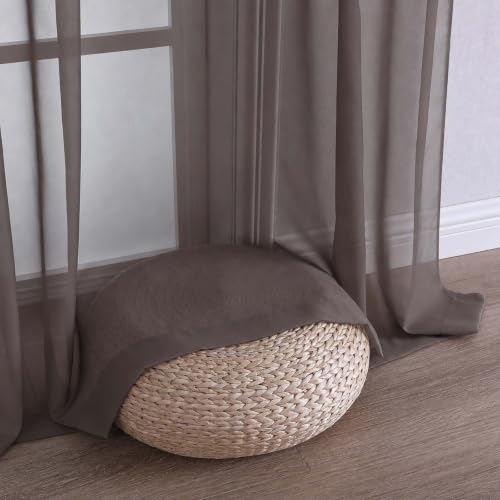 Chocolate Sheer Curtains 63 Inches Long 2 Panels Set (Chocolate / 59"W x 63"L (Pack of 2))