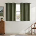 Kitchen Curtains 54 Inch Length Linen Blackout Curtains for Small Window Back Tab Rod Pocket Pinch Pleated 100% Black Out Linen Cafe Classroom (Olive Green / 52"W x 54"L (Pack of 2))