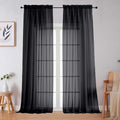 Black Sheer Curtains for Bedroom Living Room 96 Inches Long 2 Panels (Black / 59"W x 96"L (Pack of 2))