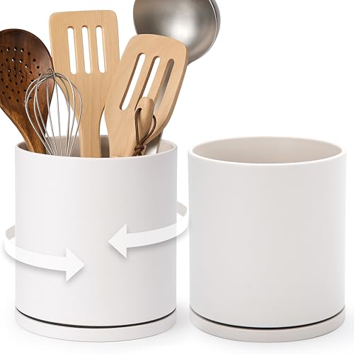 2 Pack 360° Rotating Utensil Holders (Oatmeal / 7.2")