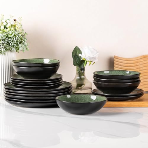 Ceramic Dinnerware Sets for 4 (Matte Jade Green / Service for 4)