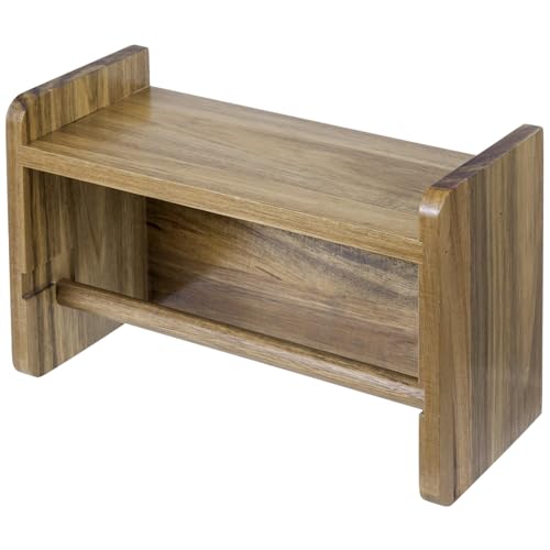 Acacia Wood Paper Towel Holder with Shelf (Premium Acacia Wood)
