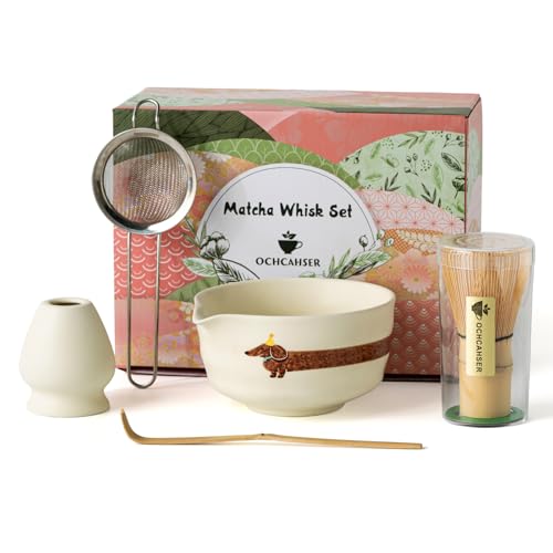 Matcha Set with Dog Pattern (Beige)