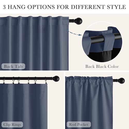100% Blackout Curtains for Bedroom (100% Blackout-blue Haze / 52"W x 96"L (Pack of 2))