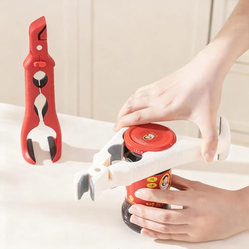 2 Pcs 2-in-1 Silicone Kitchen Clamp with Bottle Opener, Heat Resistant Silicone Tongs, Dual-Head Design for Microwave Air Fryer Steamer, Non-Slip Grip Dish Grabber, Easy Open Jar Lid, Dishwasher Safe (2PCS)