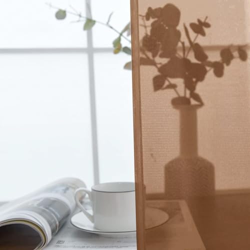 Sheer Voile Window Treatment Rod Pocket Curtain Panels for Kitchen Bedroom Living Room Drapes Sunlight Filtering Privacy Semi Home Decor Assorted (Brown / 52"W x 45"L (Pack of 2))