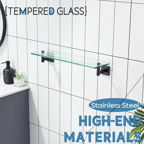 Wall Shelves Bathroom Hardware Glass Floating Shelf 20 (Oil Rubbed Bronze / 20-Inch)