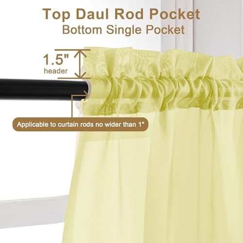 Sheer Lemon Curtains 90 inches Long 2 Panels (Lemon / 42"W x 90"L (Pack of 2))