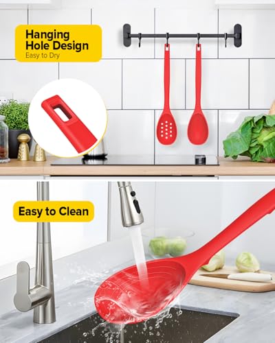 Pack of 2 Silicone Cooking Spoons (Red)