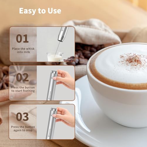 LunaFro Rechargeable Milk Frother (Sliver)