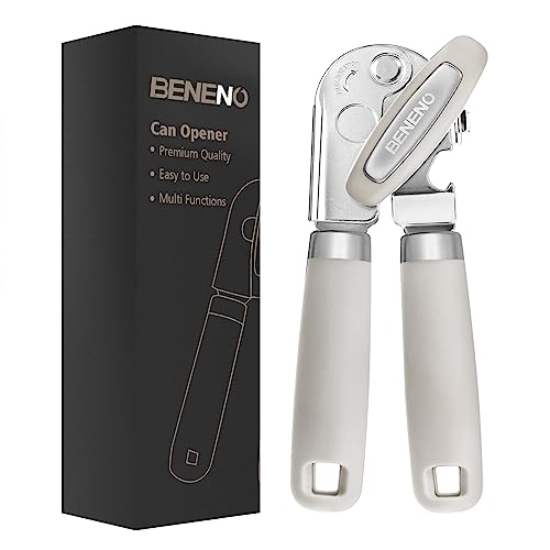 Heavy Duty Hand Can Opener Manual with Magnet Lid Remover (Beige)